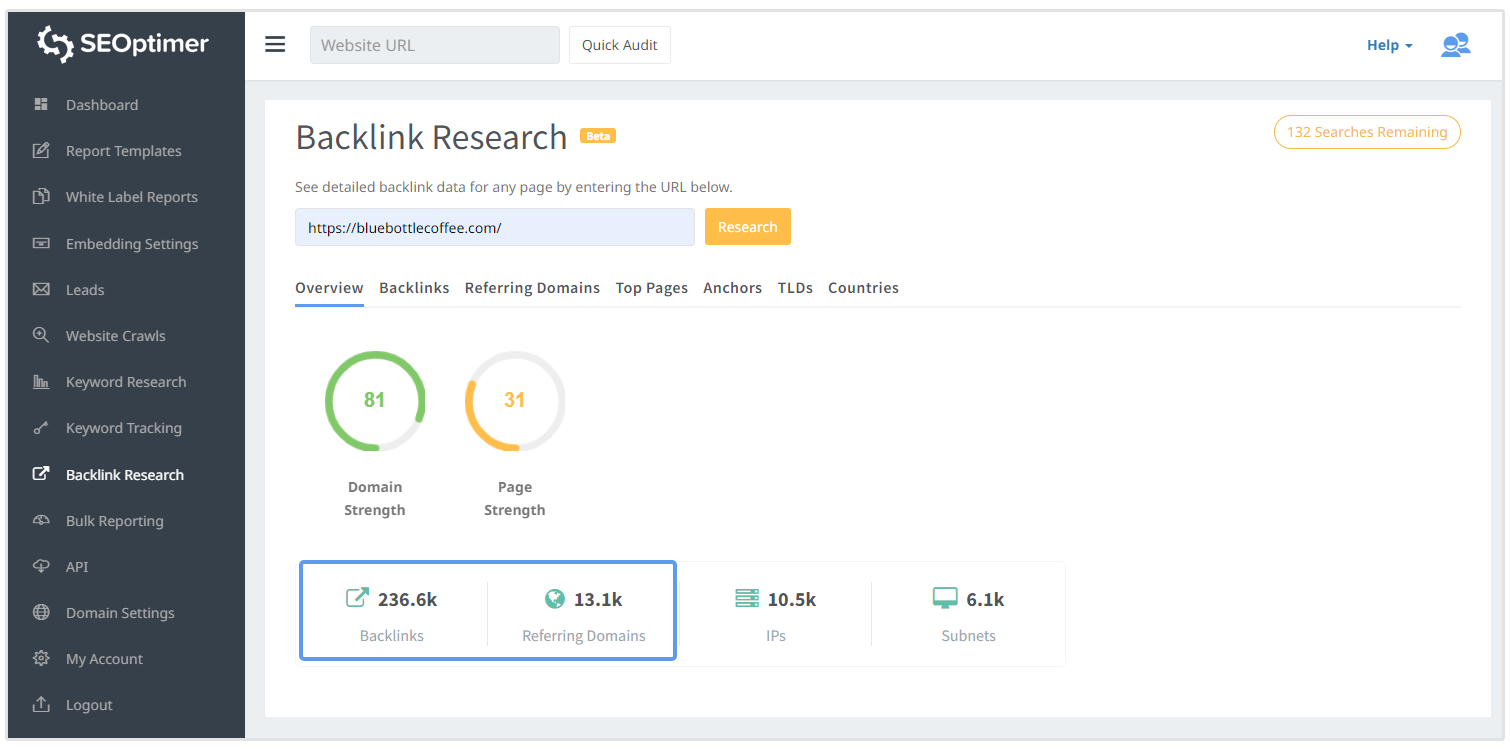 nombre de backlinks vs domaines référents